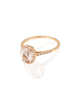 Morganite Ring, χρυσός 18 καρατίων με Μοργκανίτη και Διαμάντια