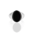 Oval Black Onyx, ασήμι 925° με μαύρο Όνυχα